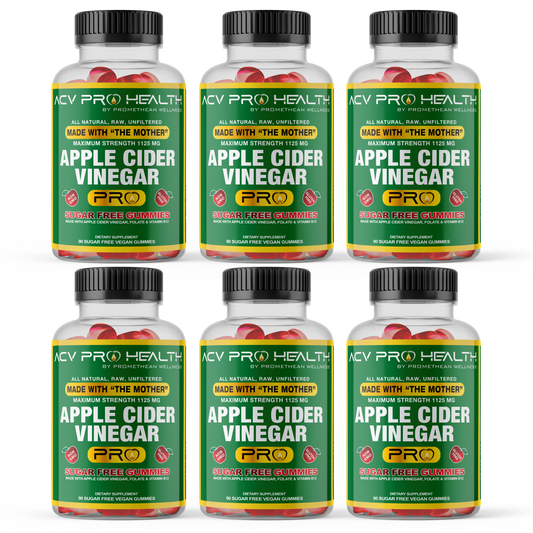 (6 Bottles - 540 Gummies) ACV with Sugar Makes No Sense! Try The Only Zero Net Carbs Sugar Free Apple Cider Vinegar Gummies
