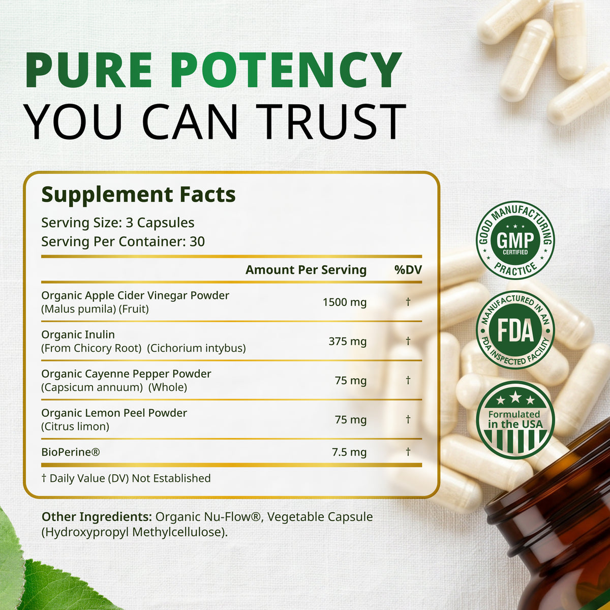 (90ct Capsules) Organic Apple Cider Vinegar PRO Complex