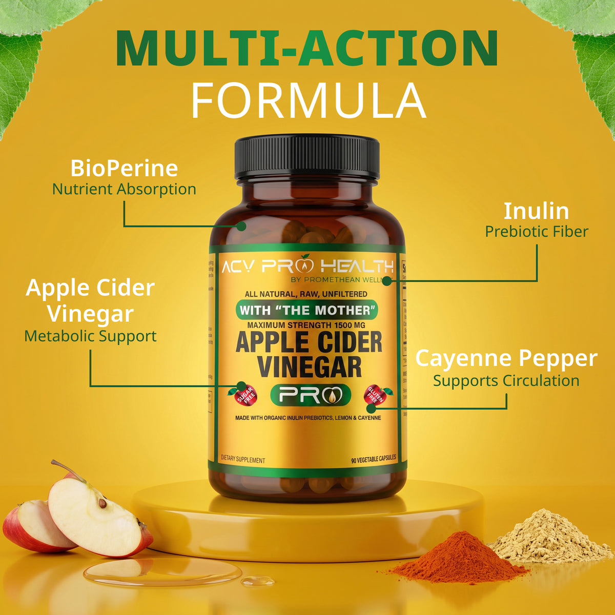 (90ct Capsules) Organic Apple Cider Vinegar PRO Complex