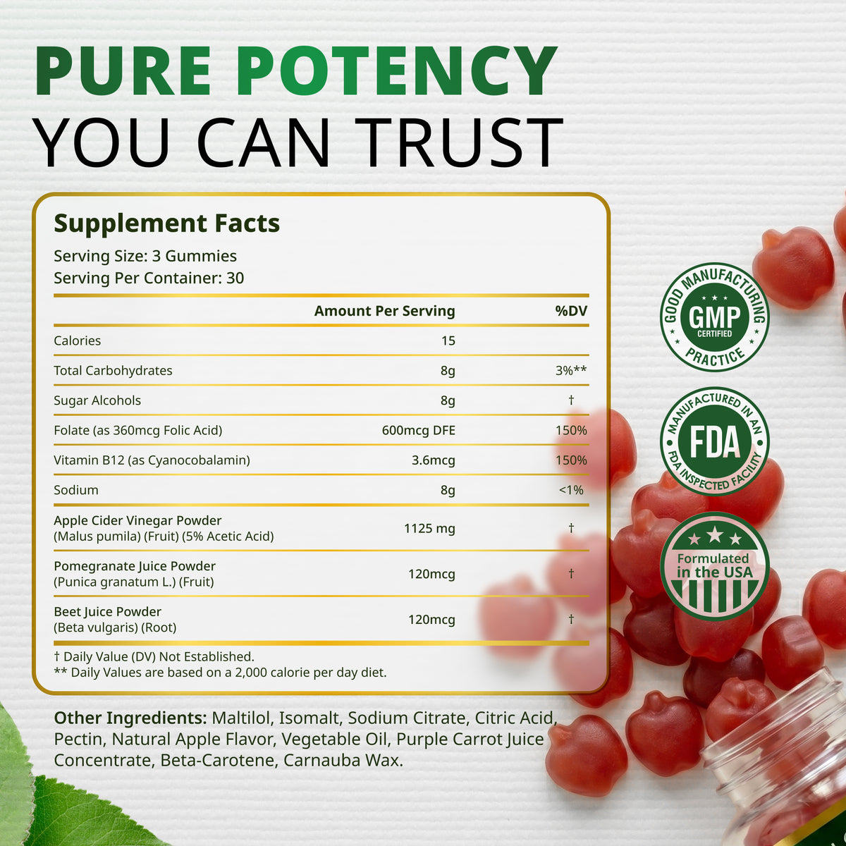 (90ct Gummies) ACV + Sugar Makes No Sense! Try The World's First Zero Net Carbs Sugar Free Apple Cider Vinegar Gummies